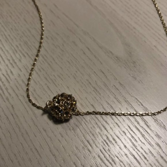 Gold and Amber Pave Ball Necklace - Picture 3 of 3